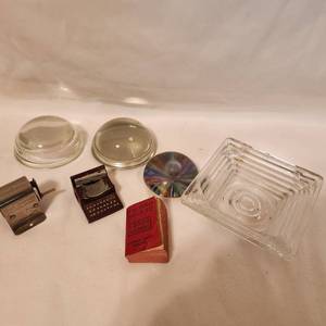 lot 268 image: Various Antique Trinkets, Desk Paper weights, Pencil Sharpeners and Ashtray
