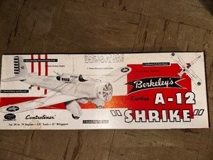 lot 334 image: Vintage Berkeleys Curtiss A-12 SHRIKE Model Airplane Kit - New in Box