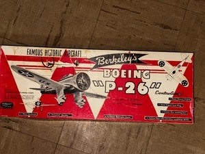 lot 335 image: Vintage Berkeleys Boeing P-26 Model Airplane Kit - New in Box