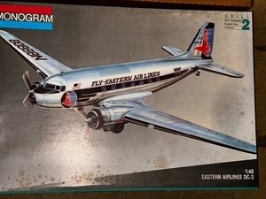 lot 336 image: Vintage Monogram 148 5610 Eastern Airlines DC-3 Airplane Kit Model Kit - New in Box