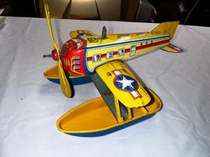 lot 343 image: Vintage Tin Toy J. Chein Wind Up Pontoon SeaPlane