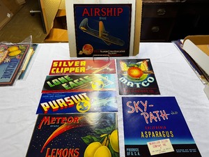 lot 322 image: Variety of  VintageAirplace Fruit CanCrate Labels