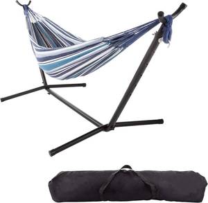 lot 526 image: Pure Garden Fabric Hammock with Stand Blue