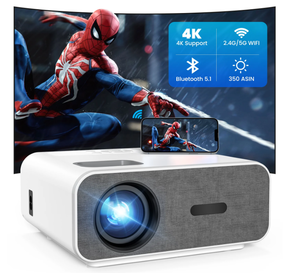 lot 44 image: Hompow 4K Support Projector with Wifi and Bluetooth, Portable Mini Projectors for Outdoor , Movie Projector