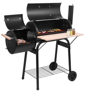 lot 83 image: Charcoal Grill, Portable Charcoal Grill and Offset Smoker, Stainless Steel BBQ Smoker with Wood Shelf