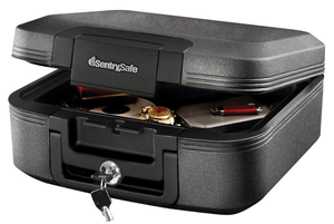 lot 103 image: SentrySafe Charcoal Gray Fireproof and Waterproof Safe Box with Key Lock