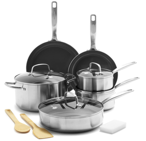 lot 175 image: 12PCS GreenPan Chatham Tri-Ply Stainless Steel Healthy Ceramic Nonstick Cookware Pots and Pans Set
