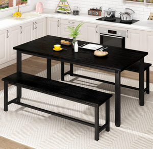 lot 188 image: 3PCS AWQM Dining Room Table Set, Kitchen Table Set with 2 Benches