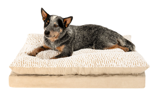 lot 263 image: FurHaven Pet Products Embossed Faux Fur & Suede Orthopedic Pillow Top Mattress Pet Bed for Dogs & Cats