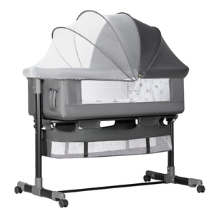 lot 366 image: BEIGE Baby Bassinet, Baby Basinet Bedside Sleeper, Easy to Fold Portable Crib Side Bassinet