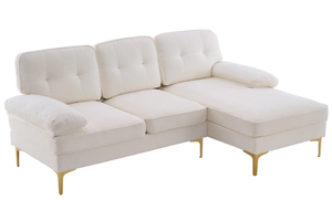 lot 387 image: Ktaxon L Shaped Sectional Sofa, Chenille Fabric Upholstered Tufted Couch