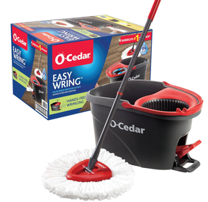 lot 504 image: O-Cedar EasyWring Microfiber Spin Mop, Bucket Floor Cleaning System, Red, Gray, Standard