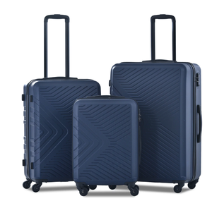 lot 12 image: Travelhouse 3 Piece Hardshell Luggage Set Hardside Lightweight Suitcase with TSA Lock Spinner Wheels 20in24in28in.(Navy Blue)
