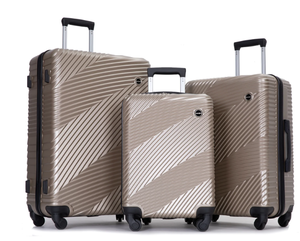 lot 18 image: Tripcomp Luggage 3 Piece Set,Suitcase Set with Spinner Wheels Hardside Lightweight Luggage Set 20in24in28in.(Golden)