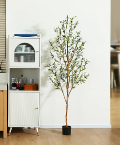lot 523 image: 6 ft Artificial Olive Plants with Realistic Leaves and Natural Trunk