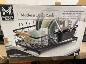 lot 357 image: Members Mark Modern Dish Rack With Utensil Caddy And Glassware Holder