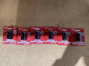 lot 466 image: LOT OF 6 Milwaukee Tool 38 SQUAREX14 HEX SHOCKWAVE IMP ADAPTER