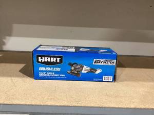 lot 198 image: HART 20-Volt Brushless 4-12-inch Angle GrinderCutoff Tool (Battery Not Included)