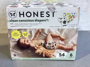lot 517 image: The Honest Company Clean Conscious Baby Diapers, Size 6, 54 ct
