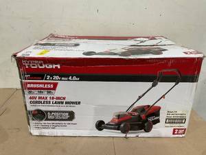 lot 281 image: Hyper Tough 40V 18 Battery Powered Brushless Push Mower Kit