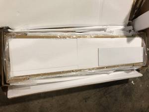 Boyel Living White TV Stand Fits TVs up to 60 in. with 2-Doors and 23 in. Electric Fireplace Customer Returns See Pictures