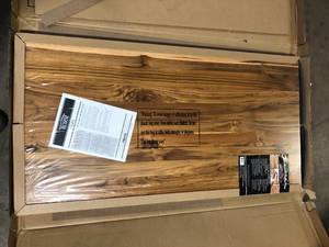 HARDWOOD REFLECTIONS Solid Wood Butcher Block Shelf 24 in. W X 12in. D X 1.5in. H in Unfinished Acacia Customer Returns See Pictures