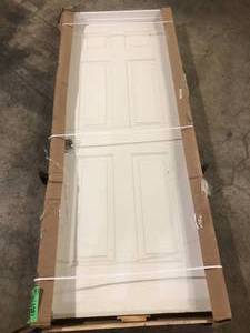 lot 11 image: JELD-WEN 30 in. x 80 in 6 Panel Colonist Primed Right-Hand Textured Solid Core Molded Composite MDF Single Prehung Interior Door   Customer Returns See Pictures