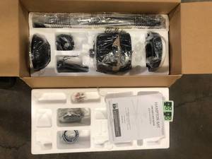 lot 14 image: Hampton Bay Mena 54 in. White Color Changing Integrated LED IndoorOutdoor Matte Black Ceiling Fan with Light Kit and Remote Control Customer Returns See Pictures