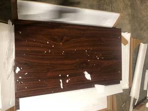 lot 24 image: VEVOR Corner Industrial Bar Cabinet for Liquor and Glasses MDF Freestanding Farmhouse Wood Coffee Bar Cabinet  Customer Returns See Pictures