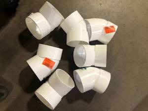 lot 48 image: Lot of  NDS PVC S&D 45° Elbow, 6 in. Hub X Hub  Customer Returns See Pictures