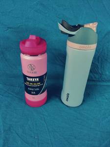 lot 105 image: Owala 24oz FreeSip Stainless Steel Water Bottle and Takeya 22oz Actives Insulated Stainless Steel Water Bottle with Spout Lid