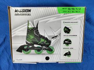 lot 171 image: Brand New Mission Lil Ripper Adjustable in-Line Skate - Black Youth Size 12-2 $89.99 Retail