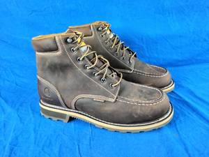 lot 180 image: Brand New Carhartt Mens 6-inch Lug Bottom Moc Soft Toe Cmw6197 Industrial Boot Brown $159.99 Retail