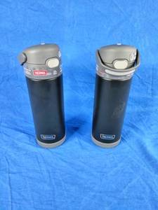 lot 194 image: 2 Brand New THERMOS FUNTAINER 16 Ounce Stainless Steel Vacuum Insulated Bottle with Wide Spout Lid, Stone Slate