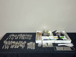 lot 76 image: Wonderful Lot of Forks, Spoons, Knives and Kitchen UtensilsTools Peelers, Wooden Spoons, Cheese Graters and SO More are included