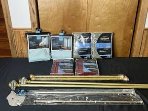 lot 149 image: Target HOME One Window Blue & Brown Panels, Eclipse Pocket Panels & Rods