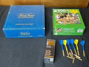 lot 189 image: Trivial Pursuit MASTERGAME, Summer on the Porch Puzzle, Darts and Buckyballs