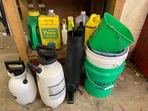 lot 55 image: Lawn Products, Multi-Purpose Lawn and Garden Pump Sprayers and a Variety of Buckets