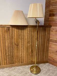 lot 192 image: Gold Tone Floor Lamp and Additional Lamp Shade