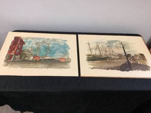 lot 93 image: 2 Watercolor Prints
