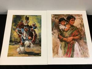 lot 94 image: 2 Signed Watercolor Prints