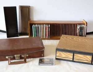 lot 447 image: Music Lot of CDs Cassette Tapes Storage Bin Case Etc.