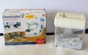 lot 483 image: Dressmaker II Compact Portable Sewing Machine Center in Box As Seen on TV, Paper Shredder