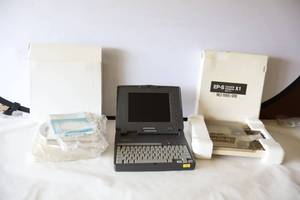 lot 594 image: Telex Computer TiltSwivel Stand, Vintage Compaq Contura Laptop Computer Etc