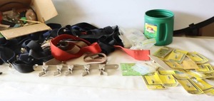 lot 597 image: Vintage Electronic Parts and Pieces NOS, Suspenders Etc