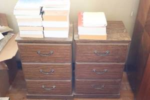 lot 619 image: Vintage Nightstands, Books, Remote Controls Etc
