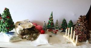 lot 635 image: Vintage Holiday Decor Christmas Trees Etc