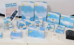 lot 689 image: X-10 Floodlight Motion Detector, Whole House RF to IR Converter, Dimmer Switch Gold Style 3 Dim, Universal Remote and Much More