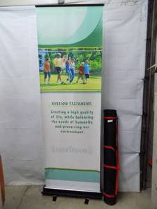 lot 84 image: Trade Show Banner Stands 36x 86 tall