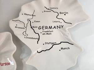2 Collectible Map Plates - Germany and Poland
